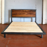 Kraftig Platform Bed with Rough Walnut Headboard